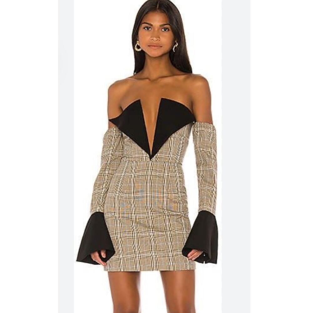 Atoir Beige and Black Sharp Edges Mini Dress Size 4